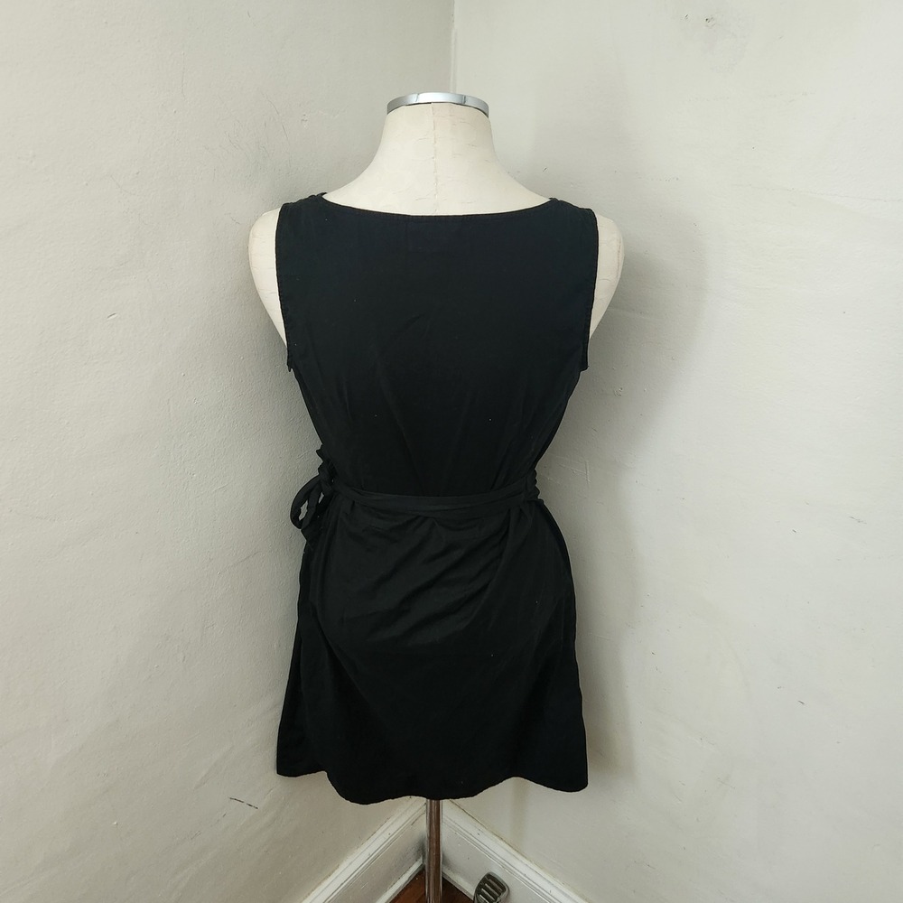 Ann Taylor LOFT Womens Black Sleeveless V-Neck Side‎ Tie Wrap Dress Size 4 - Picture 2 of 5